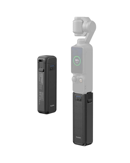TELESIN Fast Charging Battery Handle for Xtra Muse,Dji Osmo Pocket 4/3,5000Mah Extended Battery Grip Adds 1.3X Runtime Supports Charging While Shooting Compact Tripod Mount,High Capacity, Phone Ready,Smart Protection for Travel and Vlogging