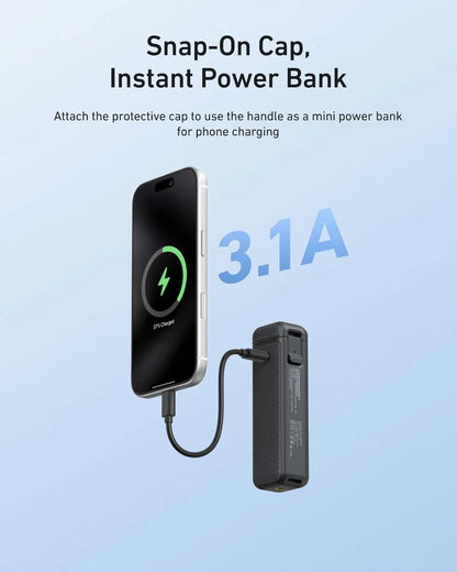 TELESIN Fast Charging Battery Handle for Xtra Muse,Dji Osmo Pocket 4/3,5000Mah Extended Battery Grip Adds 1.3X Runtime Supports Charging While Shooting Compact Tripod Mount,High Capacity, Phone Ready,Smart Protection for Travel and Vlogging